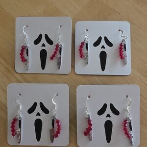 Silver and Red Dagger Earrings